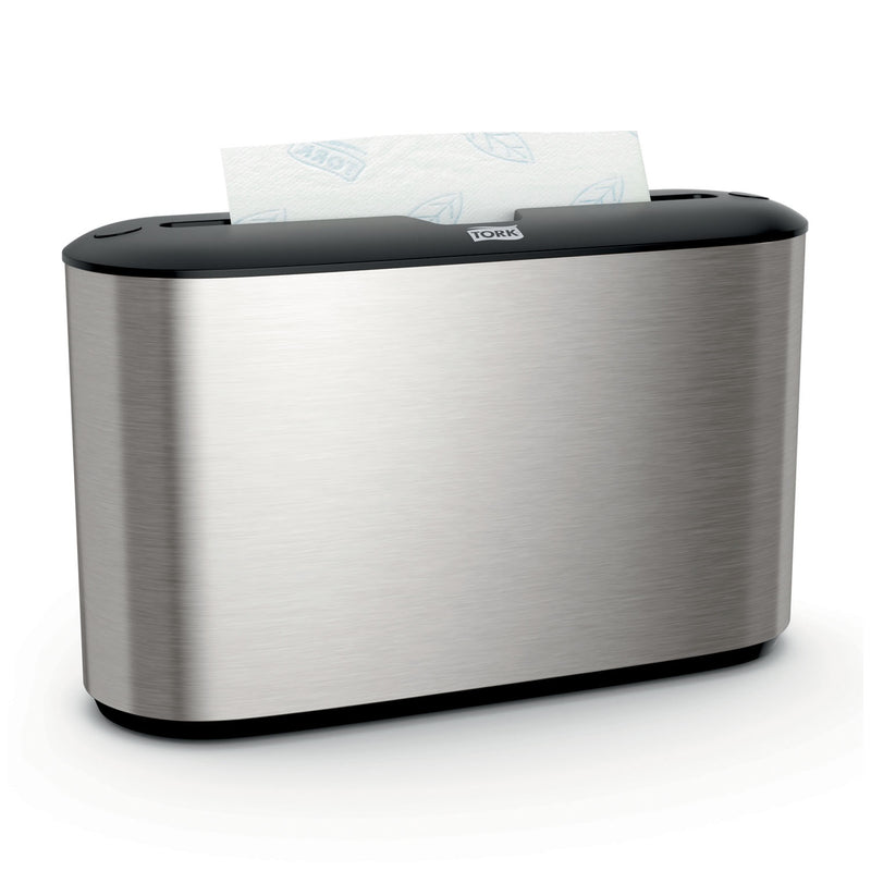 COUNTERTOP DISPENSER, HAND TOWEL, MULTIFOLD, UNIVERSAL, PLASTIC, WHITE, 7.9" X 12.7" X 4.6", SOLD AS EACH ESSITY 10001226