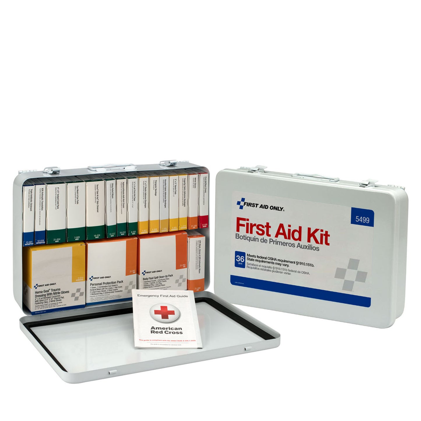 First Aid Only/Acme United Unitized First Aid Kits & Refills First Aid Kt 36 Unit W/Bbp Andcpr Metal Cs -5499