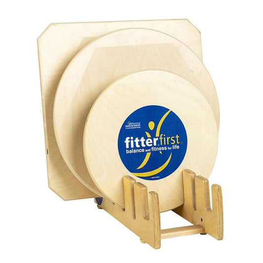 Fitterfirst Balance Boards Professional Balance Board Kit, Includes 20" Rocker Board, 20" Professional Balance Board, 16" Professional Balance Board, Storage Stand (047181) -WBK