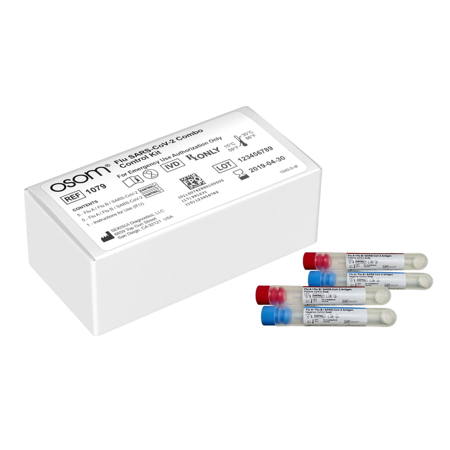 Sekisui Osom Flu Sars-Cov-2 Combo Test Kit Flu Sars-Cov-2 Osom Cntrls5Pos5Neg Swabs 10/Kt(Nr) -1079