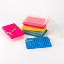 REVERSIBLE TUBE RACK, 96 PLACES FOR 1.5ML/2ML MICROTUBES; 96 PLACES FOR 0.5ML/0.2ML MICROTUBES, WITH TRANSLUCENT COVER, 9" X 2.6" , SOLD AS PACK GLOBE