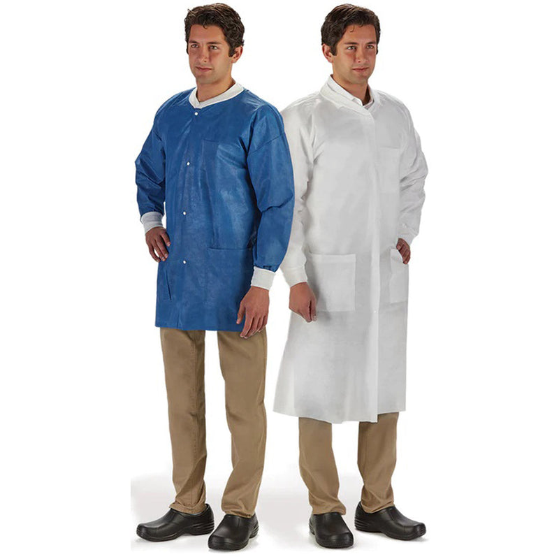 LABMATES COAT, 3-POCKET, 5X-LARGE, NONWOVEN, WHITE, 50/CS, SOLD AS CASE GRAHAM 51