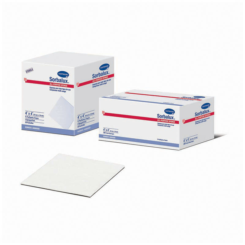 HARTMANN USA SORBALUX® ALL PURPOSE, DRAIN & IV SPONGES SPONGE ALL PURPOSE 4PLY 4X4 NS 200/SLV 10SLV/CS