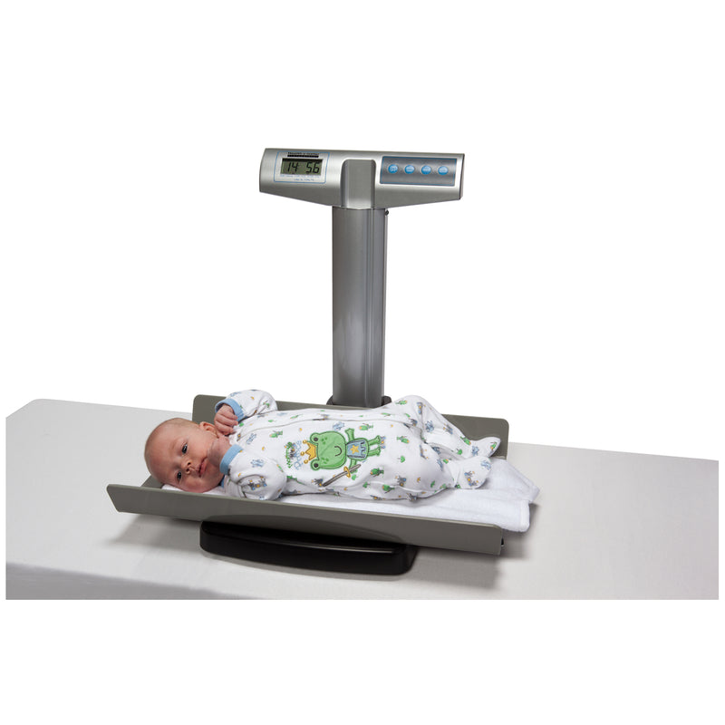 DIGITAL PEDIATRIC TRAY SCALE WITH MECHANICAL HEIGHT ROD, KILOGRAMS ONLY, OPTIONAL PELSTAR® WIRELESS TECHNOLOGY, VARIABLE AUTO-OFF , SOLD AS EACH PELST