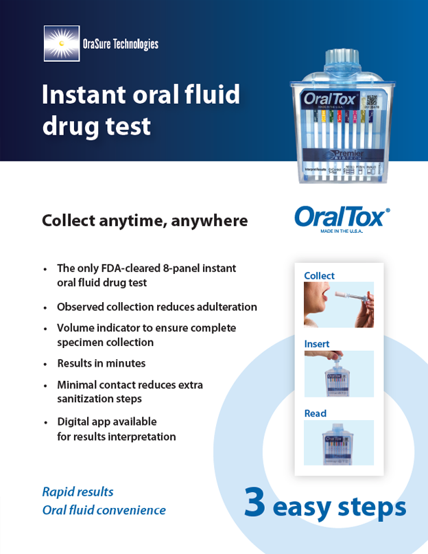 ORALTOX® DRUGS OF ABUSE TEST, 5-PANEL: COC (COCAINE), MET (METHAMPHETAMINE), OPI (OPIATES), OXY (OXYCODONE), THC (MARIJUANA), 25/BX   1/BOX OT-80510 - BriteSources