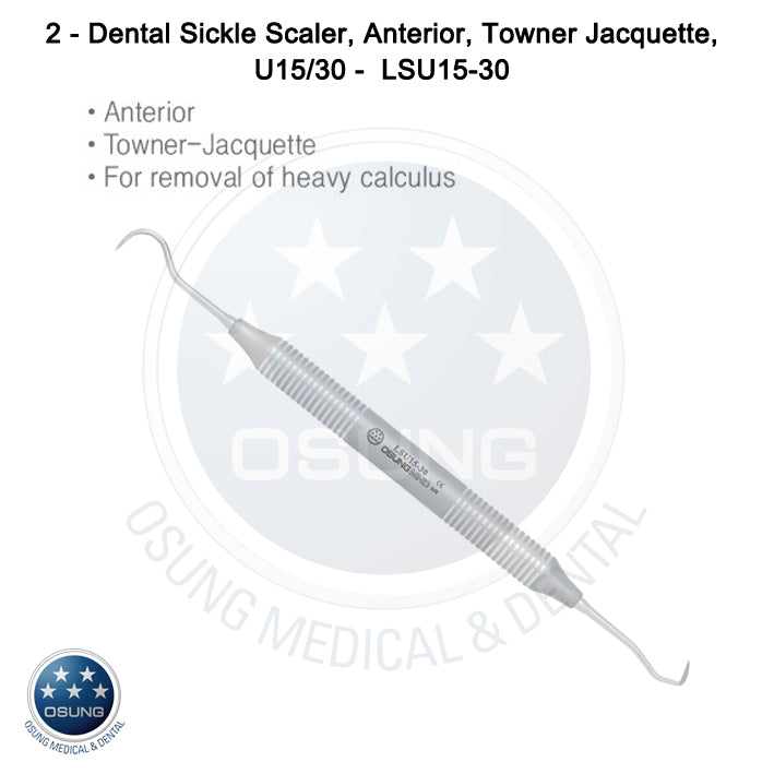 Dental Scaler U15-30 Light Wt. Metal Handle, 5 Pcs Set - Osung USA