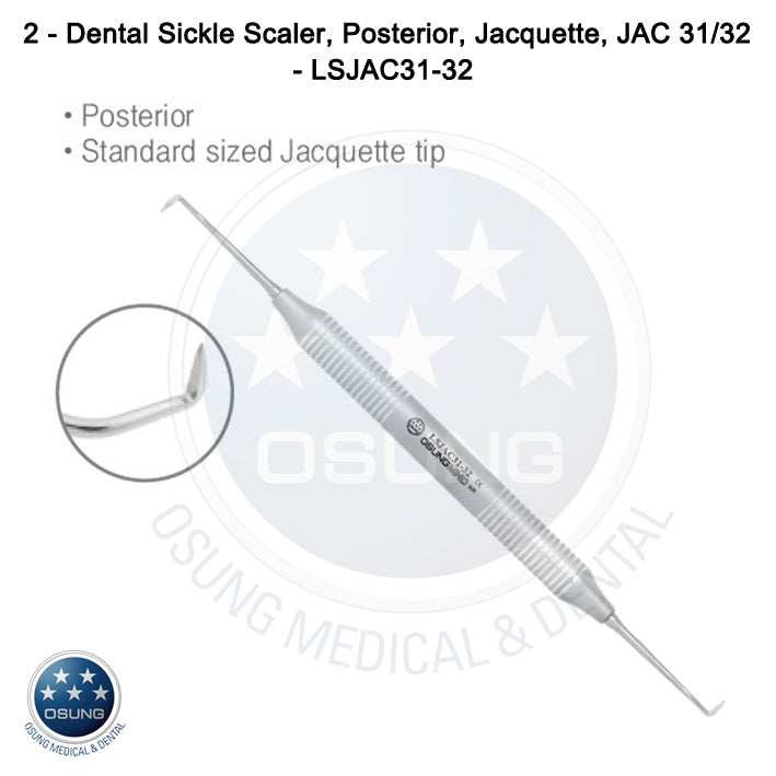 Dental Scaler JAC31-32 Light Wt. Metal Handle, 5 Pcs Set - Osung USA