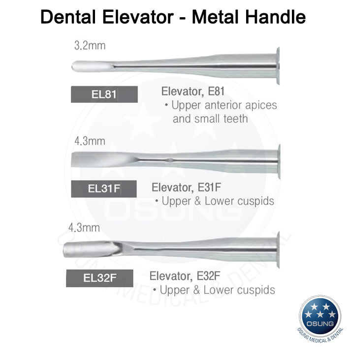 Dental Elevator Kit - Metal Handle - 14 Pcs - Osung USA