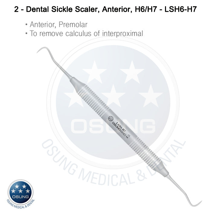 Dental Scaler H6-H7 Light Wt. Metal Handle, 5 Pcs Set - Osung USA