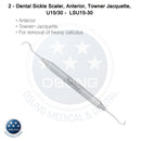 Dental Scaler U15-30 Light Wt. Metal Handle, 5 Pcs Set - Osung USA