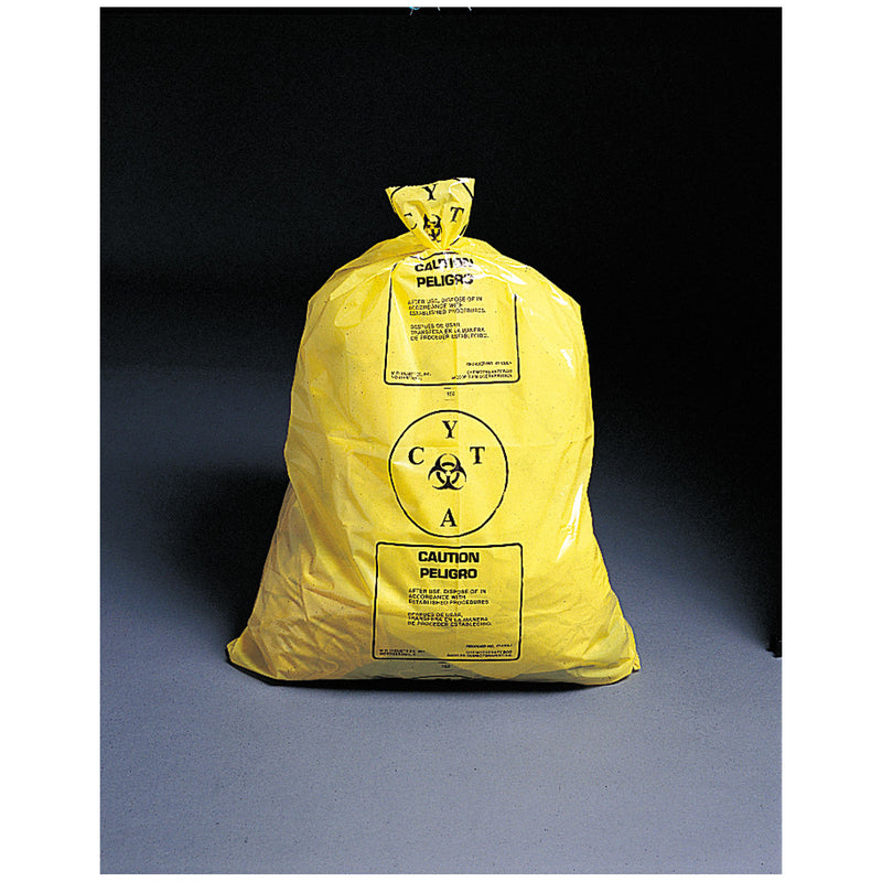 CHEMOTHERAPY WASTE BAG, LLDPE FILM, 25" X 34", COLOR: YELLOW 4 MIL, 12-16 GAL, FLAT PACK, 100/CS, SOLD AS CASE MEDEGEN 10000958