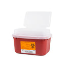 STACKABLE SHARPS CONTAINER, POLYPROPYLENE, 12½" X 13½" X 6", LOCKABLE SLIDING LID, BIOHAZARD SYMBOL, TRANSLUCENT RED/ BLACK, 3 GAL, SOLD AS CASE MEDEG