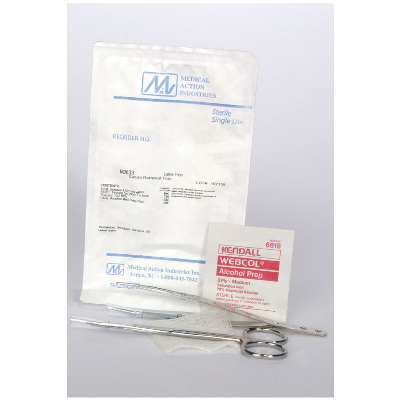 MEDICAL ACTION SUTURE REMOVAL KITS SUTURE REMOVAL KIT ST W IRISSCIS MTL INSRT FRCPS 50 KIT/CS