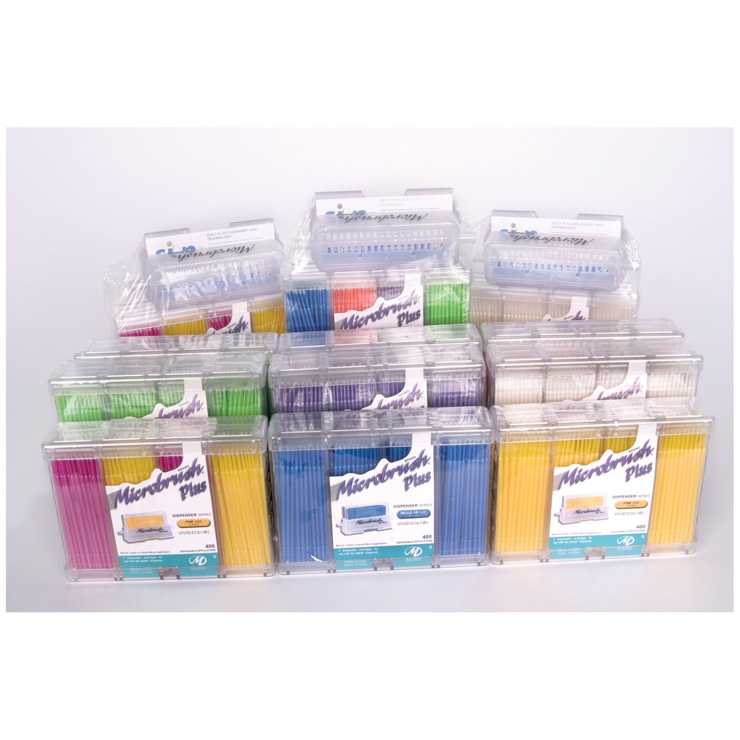 MICROBRUSH PLUS DISPENSER SERIES MICROBRUSH PLUS DISPENSER KITFINE YEL 50APP/PK 24PK/CS