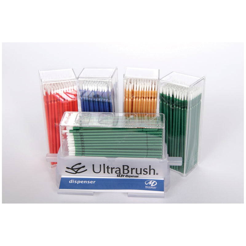 BRISTLE BRUSH APPLICATORS 2.0 DISPENSER KIT, REGULAR SIZE, GREEN, 1 DISPENSER + 1 REFILL CARTRIDGE OF 100 APPLICATORS, SOLD AS PACK MICROBRUSH 1000027