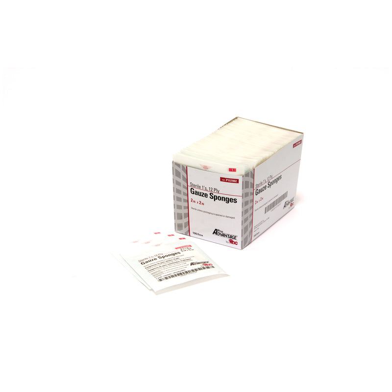 GAUZE SPONGE, 2S, 4" X 4", 12-PLY, STERILE, 25/TRAY, 24 TRAY/CS, SOLD AS CASE PRO 10000510