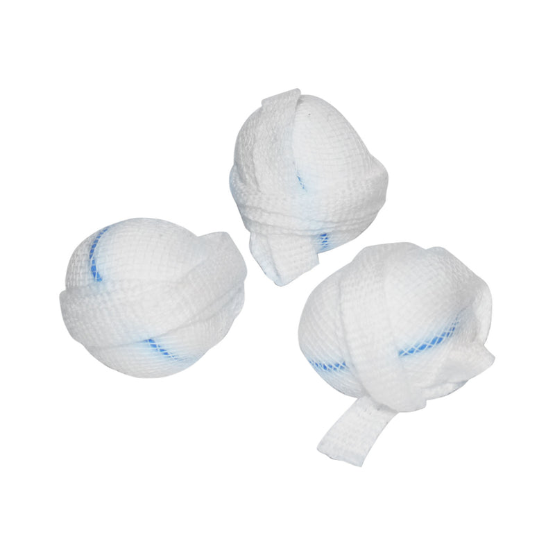 DOUBLE STRUNG TONSIL SPONGE, 15" BLUE THREAD, STERILE 5‘S, MEDIUM, 7/8", 100/CS, SOLD AS CASE DUKAL 10000117