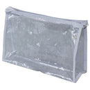VINYL POUCH, CLEAR SEE-THROUGH WITH GREY TRAIM, ZIPPER CLOSURE, 8" X 5" X 2.375", GUSSET, 500/CS, SOLD AS CASE NEW 10000285