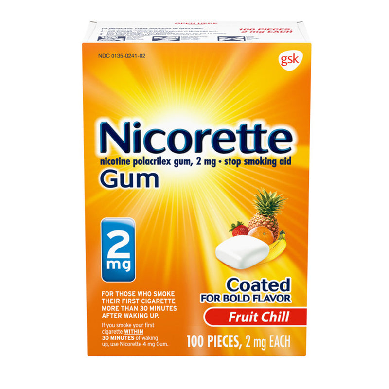 Nicorette Nicotine Polacrilex Gum 2 Mg Fruit Chill, Sold As 20/Carton Glaxo 00135024108