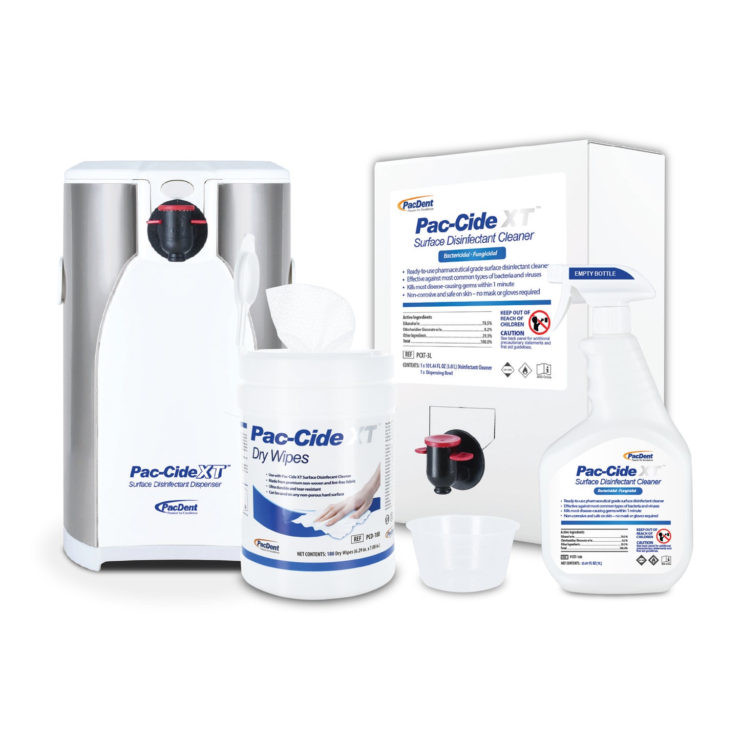 Pacdent Pac-Cide Xt Surface Disinfectant Cleaner Kits Disc-Ltd Qty Cleaner Disinfectnt Ktsurface Starter Premium 1Kt/Cs -PCXT-01