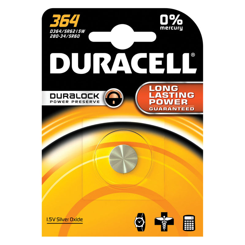 DURACELL® MEDICAL ELECTRONIC BATTERY BATTERY WATCH SILVER OXIDED364 6/BX 6BX/CS UPC 66272