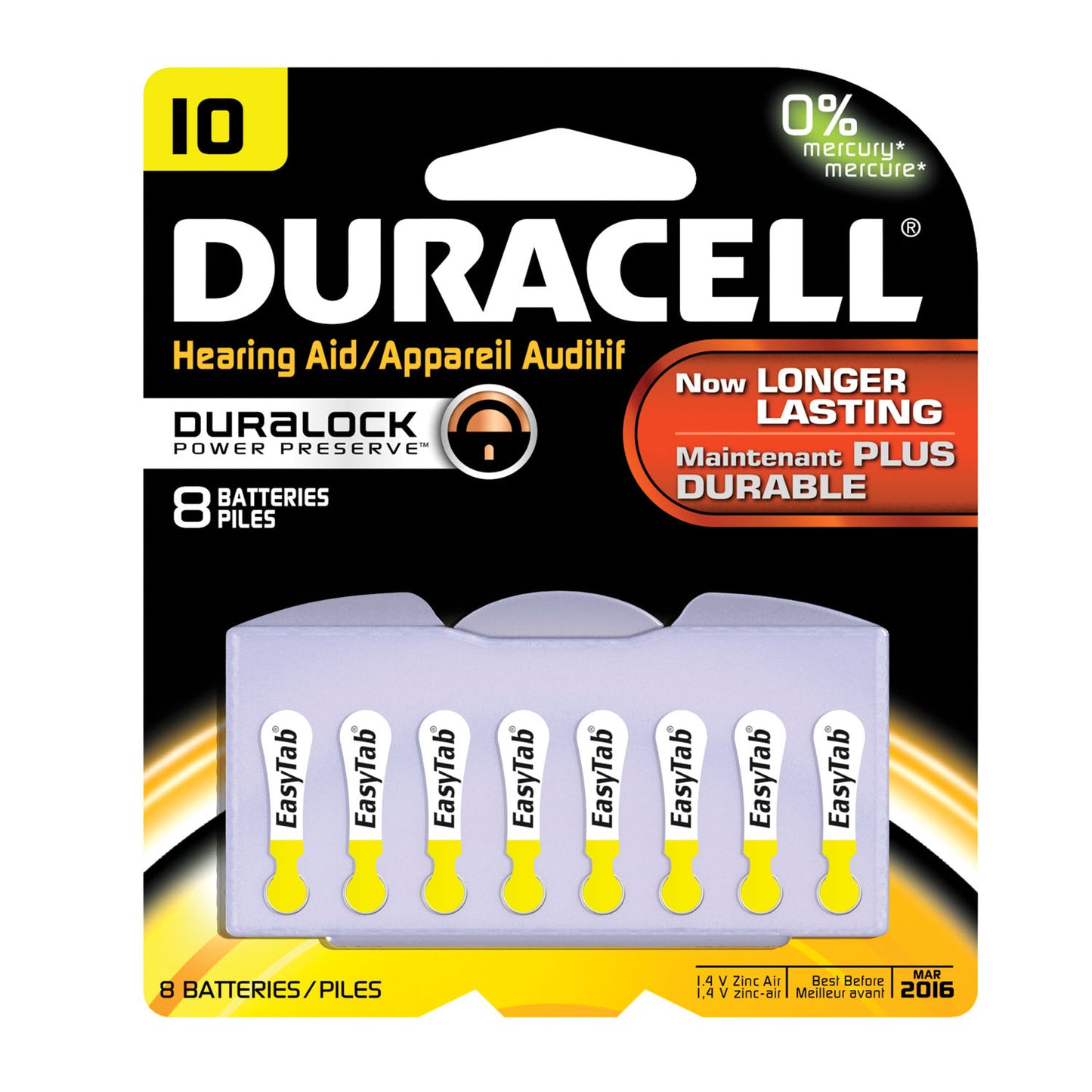 DURACELL® HEARING AID BATTERY BATTERY HEARING AID ZINC AIR1.4VS10 6PK/BX 6BX/CS UPC66118