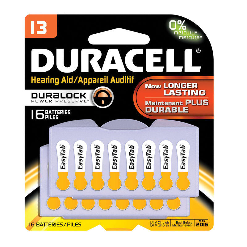 DURACELL® HEARING AID BATTERY BATTERY HEARING AID ZINC AIR16PK 6PK/BX 6BX/CS UPC 66122