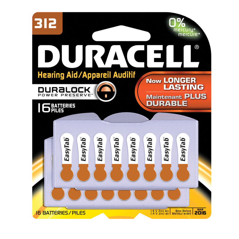 DURACELL® HEARING AID BATTERY BATTERY HEARING AID ZINC AIR16PK 6PK/BX UPC 66125