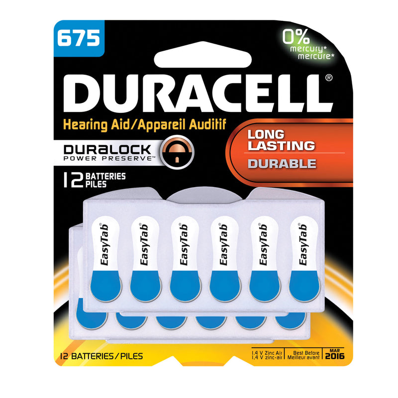 DURACELL® HEARING AID BATTERY BATTERY HEARING AIR ZINC AID12/PK 2PK/BX 12BX/CS UPC 84448