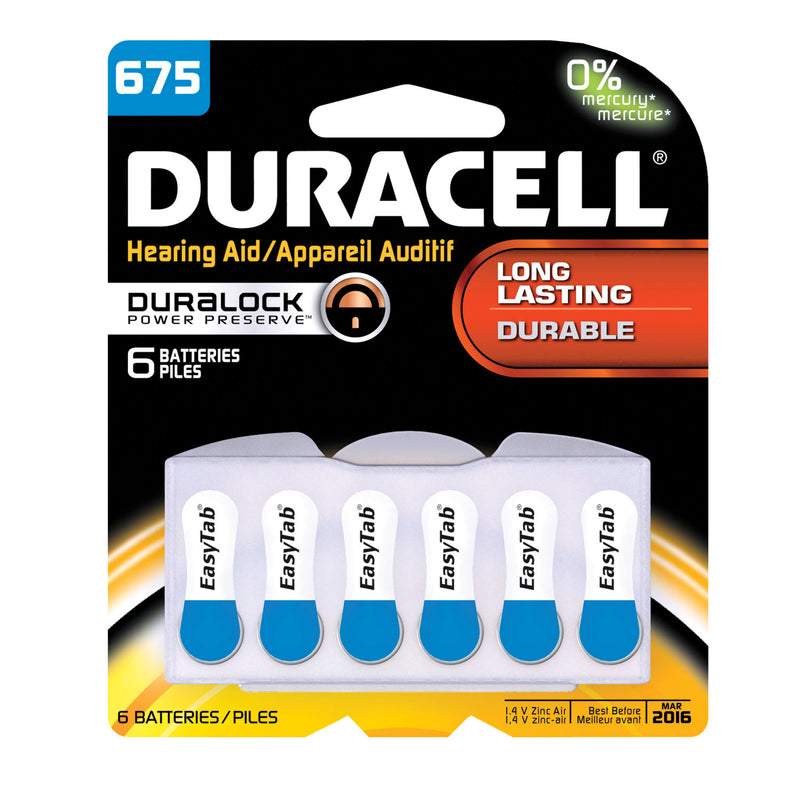 DURACELL® HEARING AID BATTERY BATTERY HEARING AID ZINE AIR6/PK 6PK/BX 6BX/CS UPC 66126