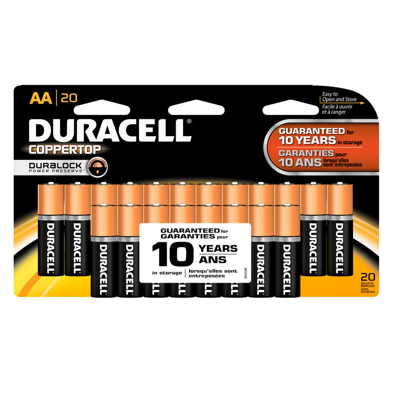 DURACELL® COPPERTOP® ALKALINE RETAIL BATTERY WITH DURALOCK POWER PRESERVE™ TECHNOLOGY BATRY ALKLNE COPPRTOP AA RETAL20/PK 12PK/CS UPC 004133301348