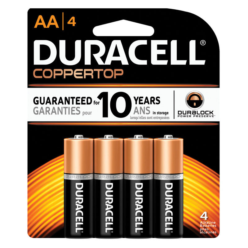 DURACELL® COPPERTOP® ALKALINE RETAIL BATTERY WITH DURALOCK POWER PRESERVE™ TECHNOLOGY BATTERY ALKALINE COPPERTOP AA4PK 14PK/BX 4BX/CS UPC 03561