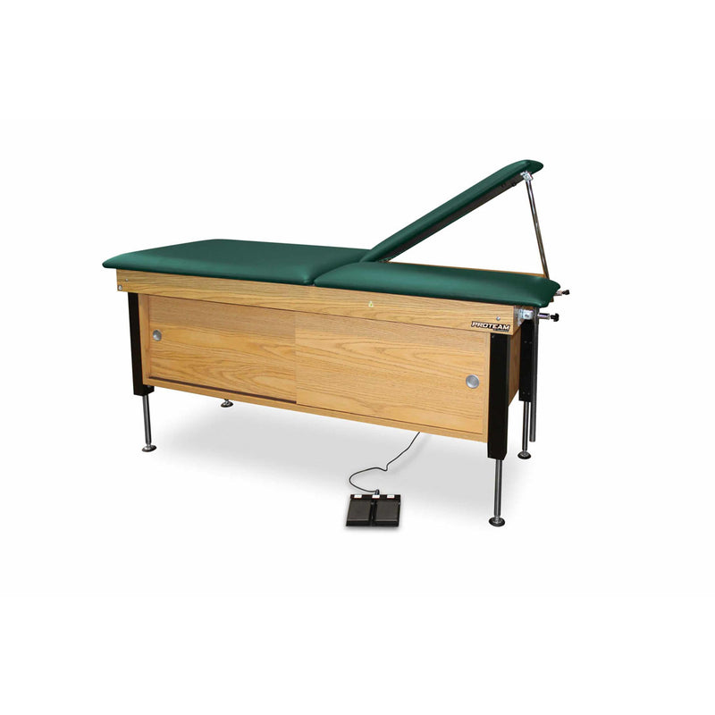 Profex Sports Medicine Tables. Heavy Duty Table, Adjustable Backrest, Double Adjustable Knee Gatch, Storage Shelf, Storage Unit, Solid Wood Legs, Clos