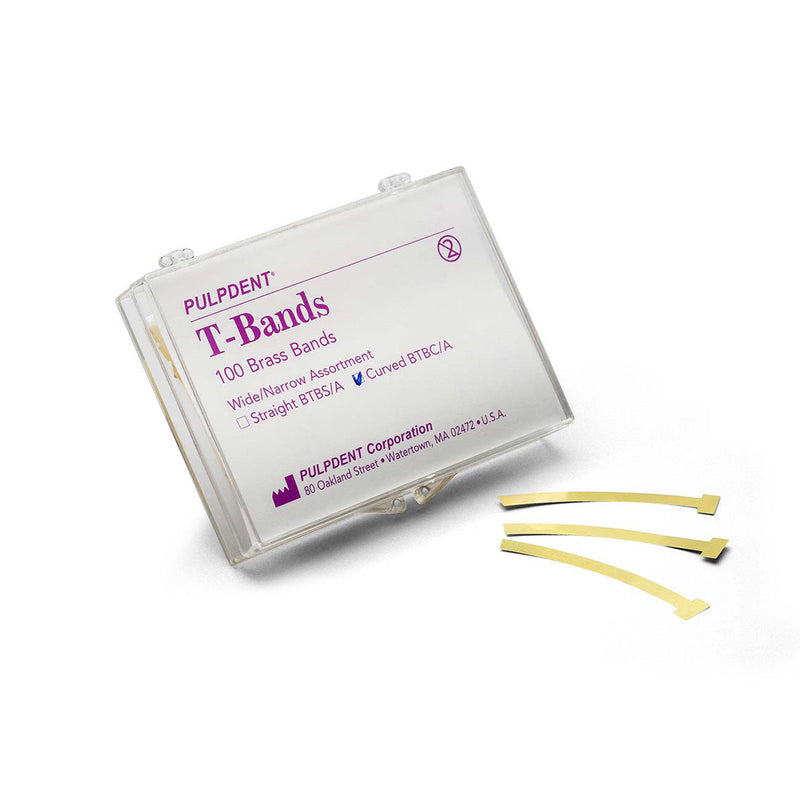 "T" BANDS, STAINLESS, STRAIGHT/ WIDE, ¼", 100/BX, SOLD AS BOX PULPDENT 10000684