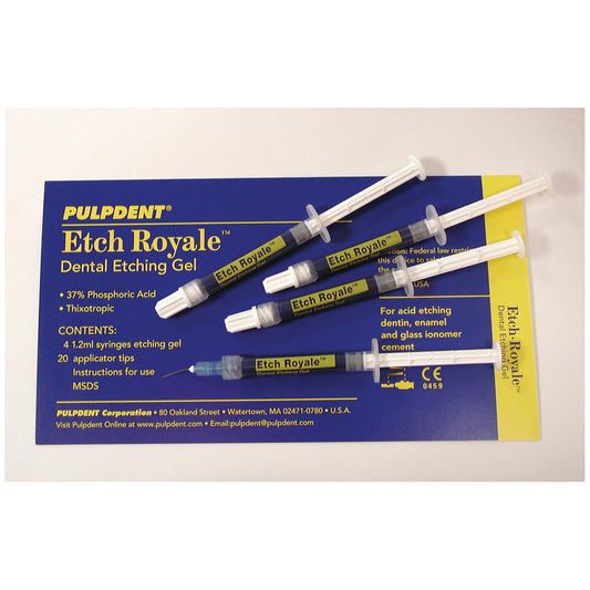 Pulpdent Etch-Royale Dental Etching Gel Etch Gel Etch Royale Kit4X1.2 Ml Syringes/20 Tips -ER