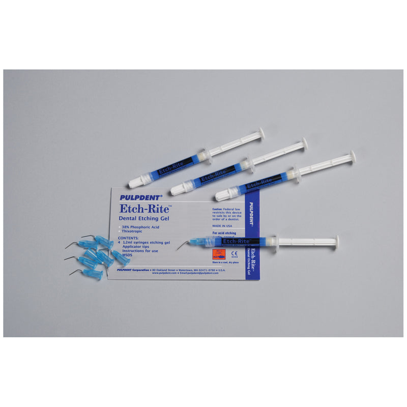 ETCH-RITE JUMBO KIT CONTAINS: 2 X 25ML SYRINGES GEL , 5 X 3ML EMPTY SYRINGES, 50 TIPS, SOLD AS EACH PULPDENT 10000684