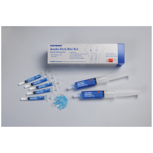 Pulpdent Etch-Rite Dental Etching Gel Un1805 Etch Gel Etch-Ritejumbo Syr Kit 2X25Ml/50 Tips -ET-50