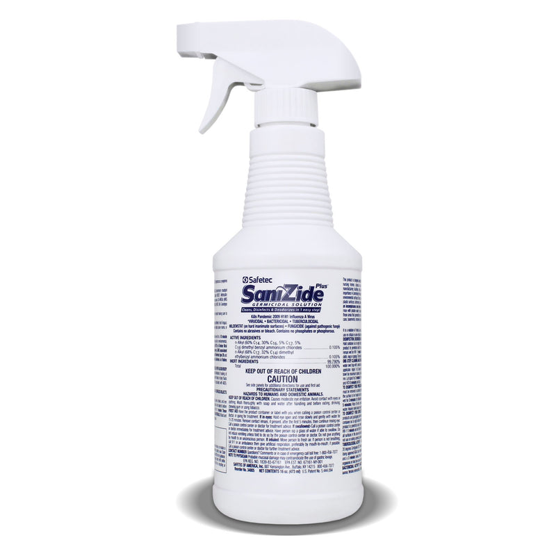 SANIZIDE PLUS, 4 OZ. BOTTLE WITH SPRAYER, 24/CS, SOLD AS CASE SAFETEC 10001289