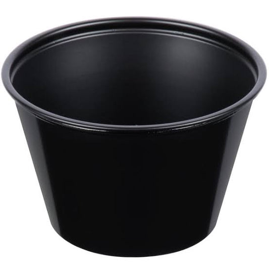 Solo® Black Polystyrene Soufflé Cup, 4-Ounce, 10/Cs