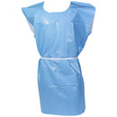EXAM GOWN, 30" X 42", ADULT, BLUE, T/P/T, FRONT OR BACK OPENING, 50/CS, SOLD AS CASE TIDI 203