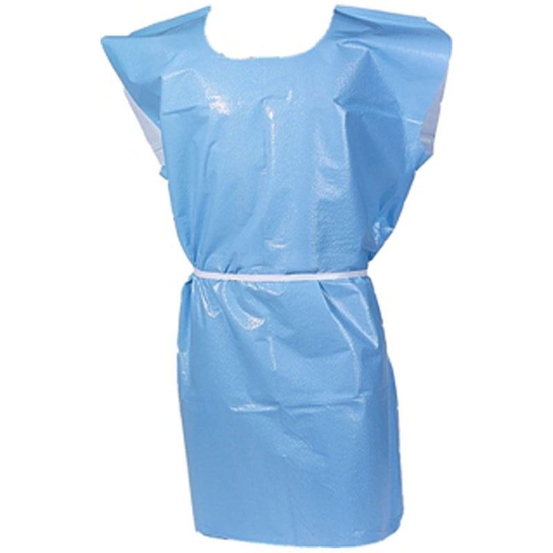 EXAM GOWN, 30" X 42", ADULT, BLUE, T/P/T, FRONT OR BACK OPENING, 50/CS, SOLD AS CASE TIDI 203