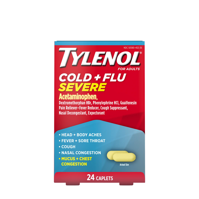J&J Tylenol Caplets & Tablets Tylenol Cold/Flu Severe 24Ct6/Bx 8Bx/Cs -505502 - BriteSources