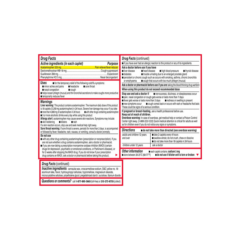 J&J Tylenol Caplets & Tablets Tylenol Cold/Flu Severe 24Ct6/Bx 8Bx/Cs -505502 - BriteSources