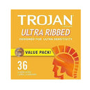 TROJAN® ULTRA RIBBED LUBRICATED LATEX CONDOMS, SOLD AS 3/BOX CHURCH 22600094050