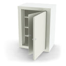 NARCOTIC SHELF, 7785, STEEL WITH FIVE ADJUSTABLE STEEL SHELVES, SINGLE DOOR, DOUBLE LOCK, 18.625” W X 20.25” H X 13.625” D , QUIET, SOLD AS EACH UMF 1