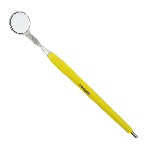 Mouth Mirror, Front Surface Double Side, Simple Stem No. 4, 22mm dia, yellow handle, EA - Osung USA