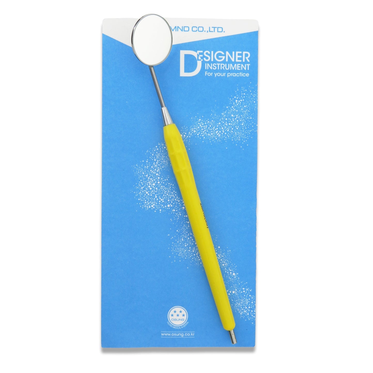 Mouth Mirror Simple Stem No. 5, 24mm dia, yellow handle, EA - Osung USA