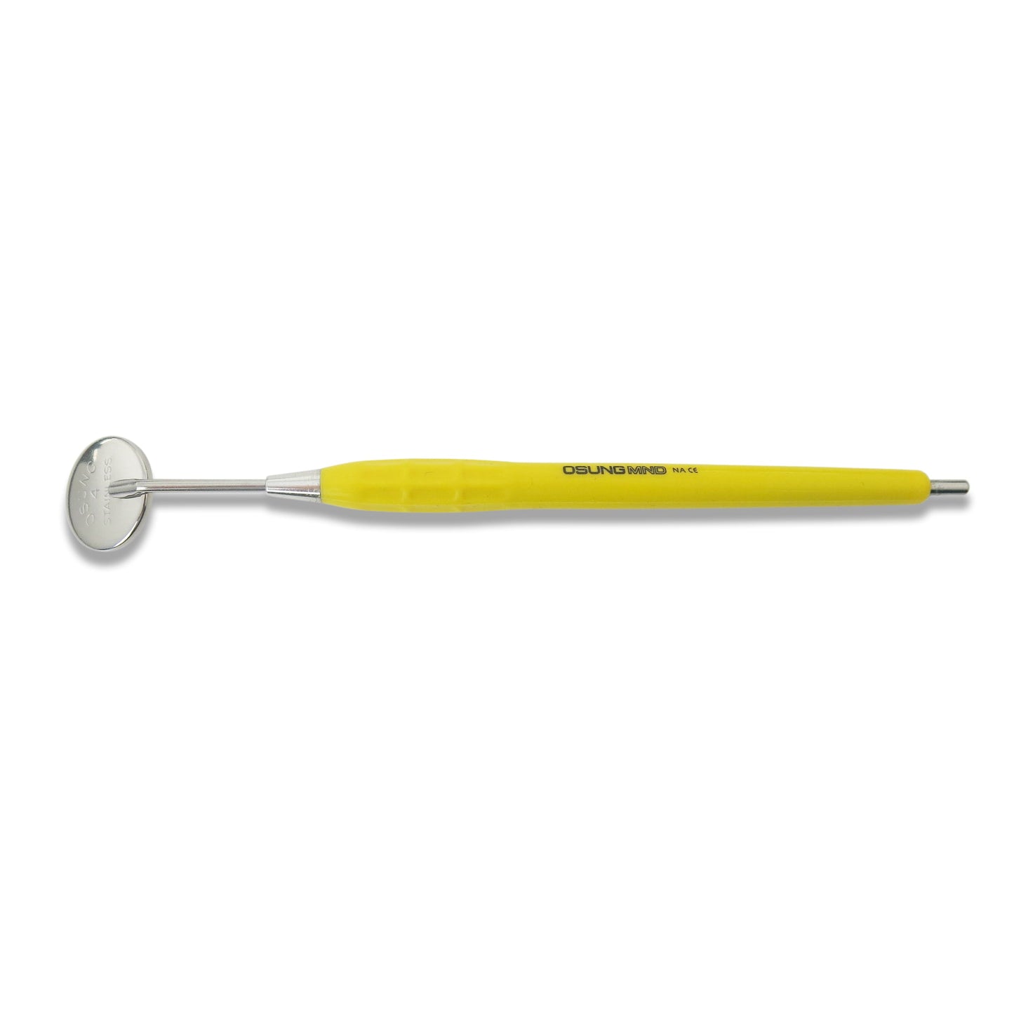 Mouth Mirror, Front Surface, Simple Stem No. 4, 22mm dia, yellow handle, EA - Osung USA