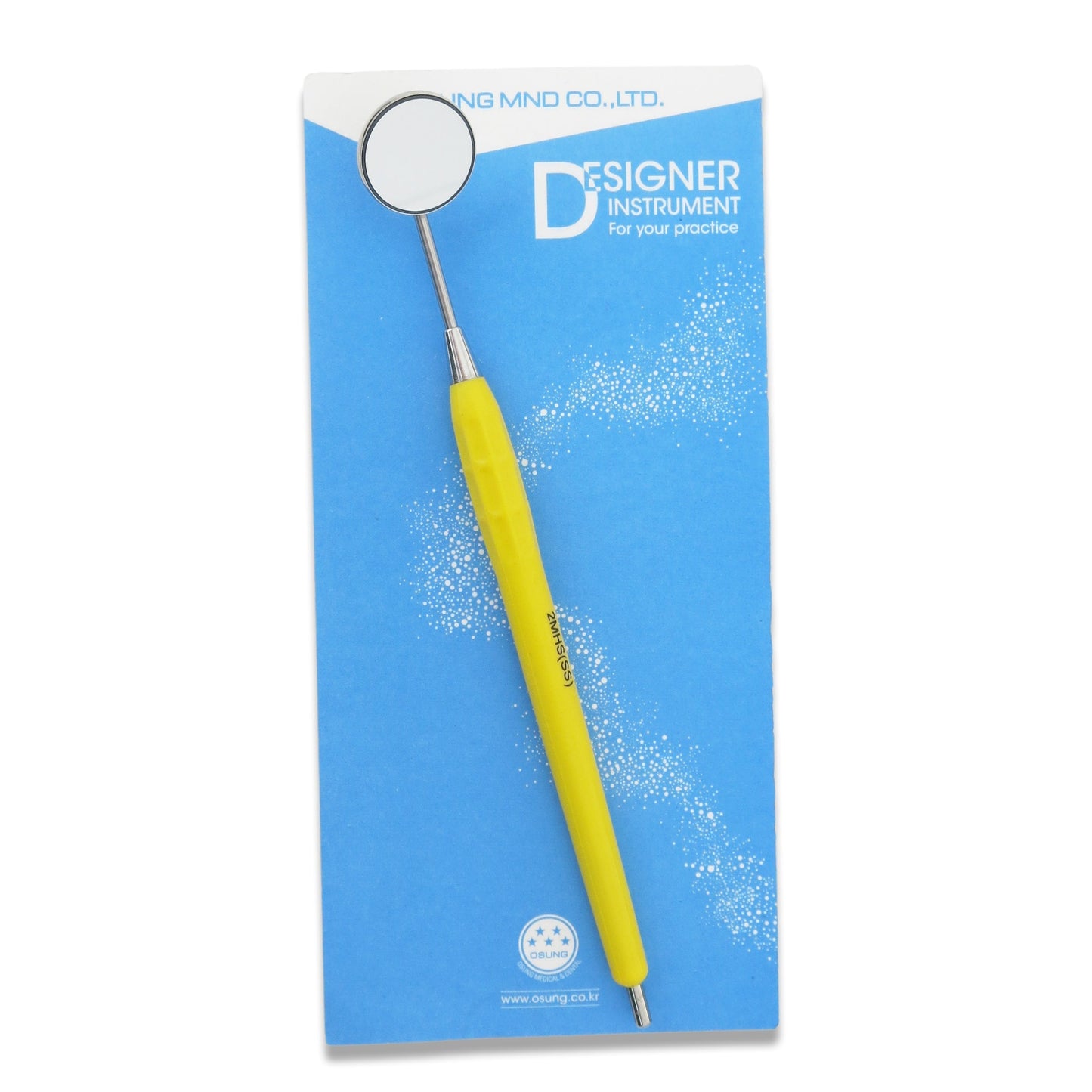 Mouth Mirror, Front Surface, Simple Stem No. 4, 22mm dia, yellow handle, EA - Osung USA