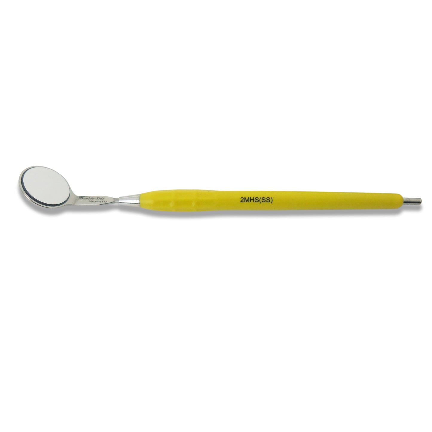 Mouth Mirror, Front Surface Double Side, Simple Stem No. 4, 22mm dia, yellow handle, EA - Osung USA